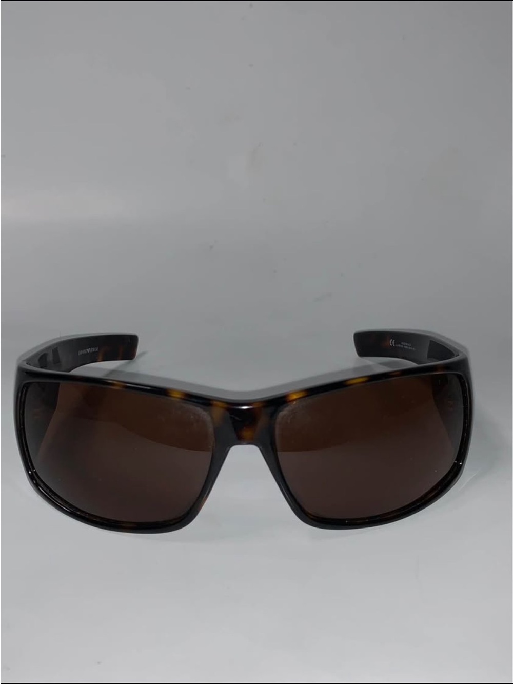 Emporio Armani Men's Tortoiseshell Brown Lens Sunglasses - Classic Shield Style